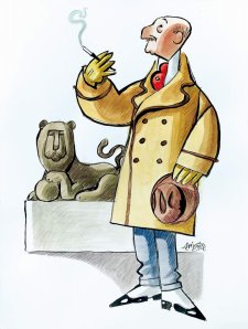 Wences según Mingote junto al león parlamentario que tan bien domó.