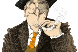 Pla, fumándose la opinión de El País. Ilustración en el 255 de LEER de David Pintor. 